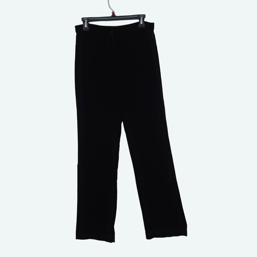 Calvin Klein High Waisted Velvet Silk Blend Black Dress Pants Boot Cut Size 6